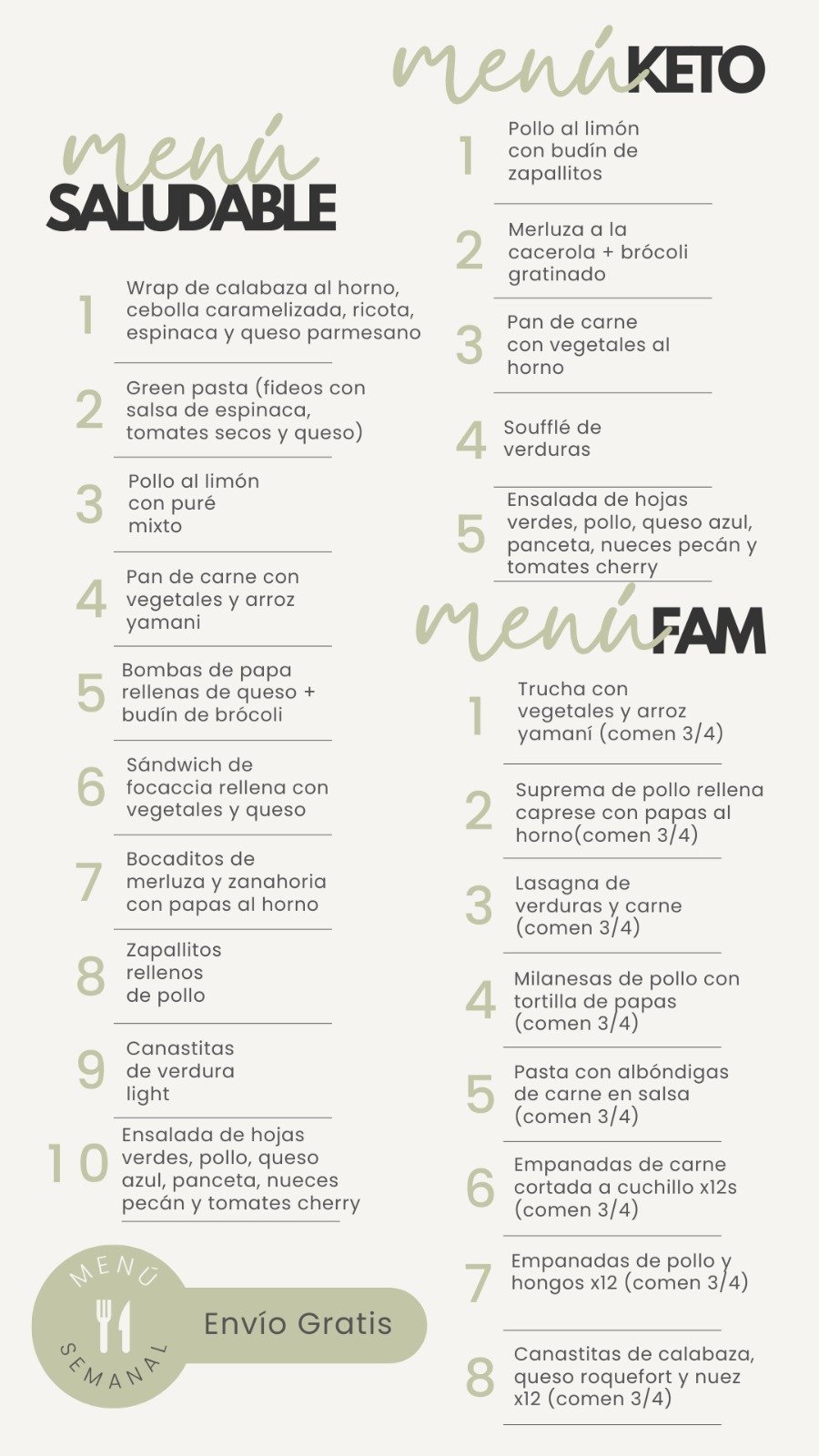Menú del 1/9 al 5/9
